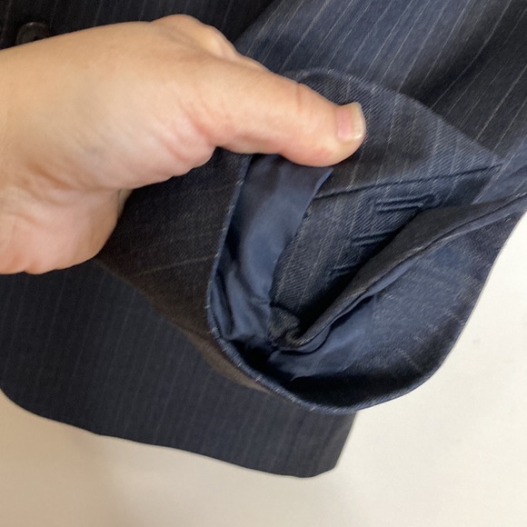 Z Zegna Suit Mens 38R 34 x 30 Gray Blue Pinstripe Wool 2 Piece Blazer Pants - Picture 7 of 16